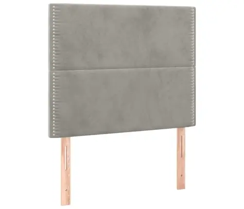 Atsperu Gulta Ar Matraci, Led, Gaiši Pelēks Samts, 120X200 Cm Vidaxl