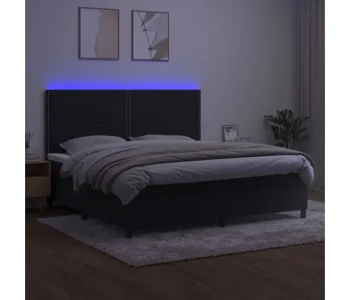 Kontinentaalvoodi Madrats Ja Led, Must, 200X200 cm Samet