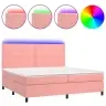 Atsperu Gulta Ar Matraci, Led, Rozā Samts, 200X200 Cm Vidaxl
