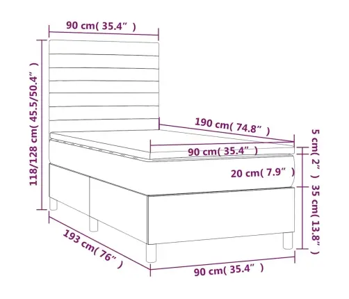 Kontinentaalvoodi Madrats, Led, Tumesinine, 90X190 cm Samet