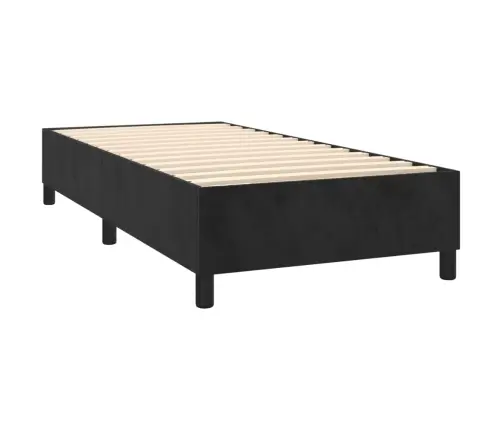 Atsperu Gulta Ar Matraci, Led, Melns Samts, 100X200 Cm Vidaxl