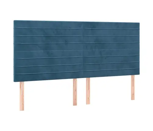 Atsperu Gulta Ar Matraci, Led, Tumši Zils Samts, 160X200 Cm Vidaxl