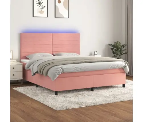 Atsperu Gulta Ar Matraci, Led, Rozā Samts, 180X200 Cm Vidaxl Atsperu Gulta Ar Matraci, Led, Rozā Samts, 180X200 Cm Vidaxl