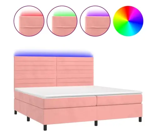 Kontinentaalvoodi Madrats, Led, Roosa, 200X200 cm Samet