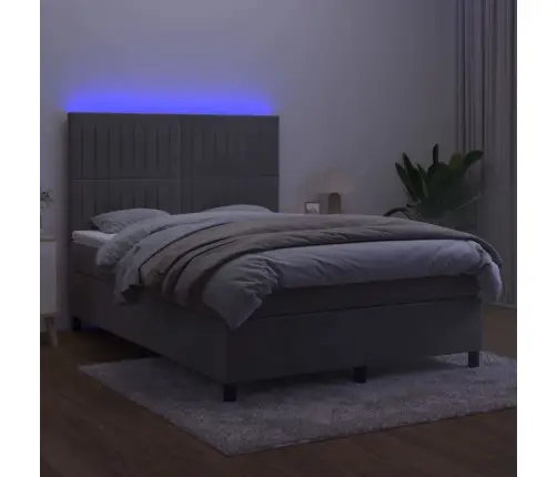 Kontinentaalvoodi Madrats Ja Led, Helehall, 140X190 cm Samet