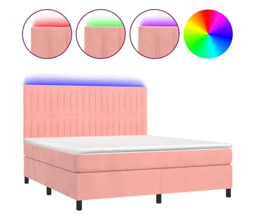 Kontinentaalvoodi Madrats, Led, Roosa, 160X200 cm Samet