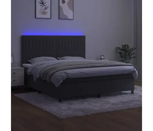 Lova Su Spyruoklėmis/Čiužiniu/Led, Pilka, 180X200cm Aksomas