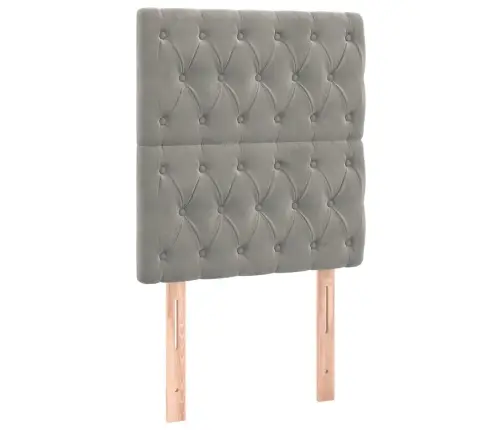 Atsperu Gulta Ar Matraci, Led, Gaiši Pelēks Samts, 100X200 Cm Vidaxl