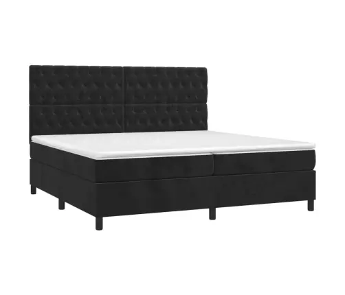 Atsperu Gulta Ar Matraci, Led, Melns Samts, 200X200 Cm Vidaxl