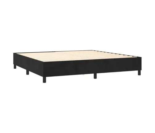 Atsperu Gulta Ar Matraci, Led, Melns Samts, 200X200 Cm Vidaxl