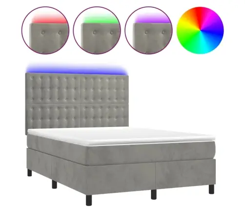 Kontinentaalvoodi Madrats Ja Led, Helehall, 140X190 cm Samet