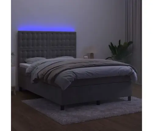 Kontinentaalvoodi Madrats Ja Led, Helehall, 140X190 cm Samet