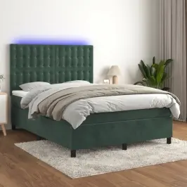 Lova Su Spyruoklėmis/Čiužiniu/Led, Žalia, 140X190cm Aksomas