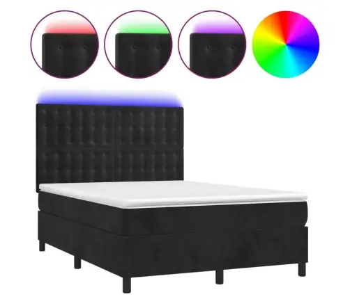 Lova Su Spyruoklėmis/Čiužiniu/Led, Juoda, 140X200cm Aksomas