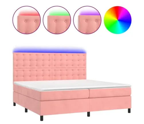 Kontinentaalvoodi Madrats, Led, Roosa, 200X200 cm Samet