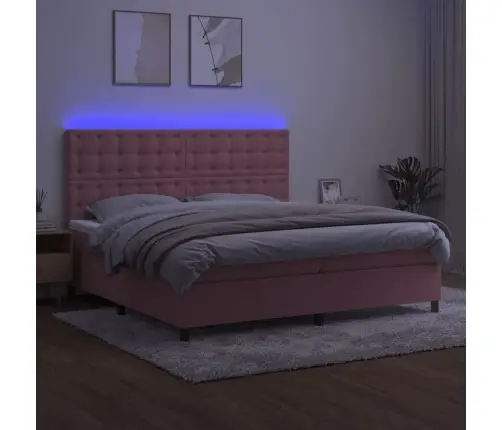 Kontinentaalvoodi Madrats, Led, Roosa, 200X200 cm Samet