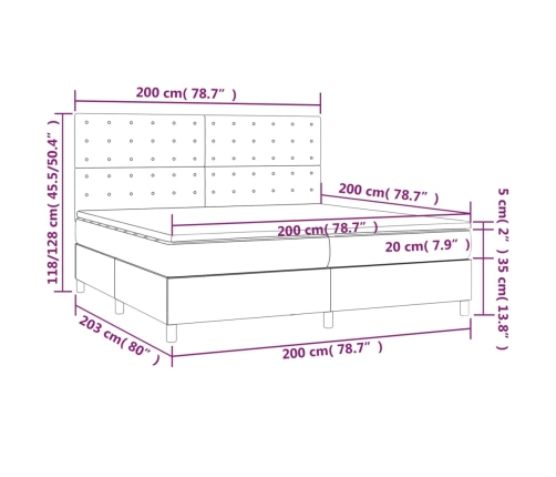 Kontinentaalvoodi Madrats, Led, Roosa, 200X200 cm Samet