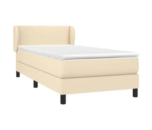 Atsperu Gulta Ar Matraci, Krēmkrāsas, 90X190 Cm, Audums Vidaxl