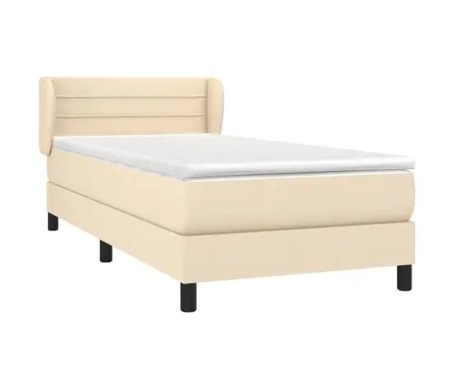 Atsperu Gultas Rāmis Ar Matraci, Krēmkrāsas, 90X200 Cm, Audums Vidaxl