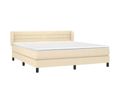 Atsperu Gulta Ar Matraci, Krēmkrāsas, 180X200 Cm, Audums Vidaxl