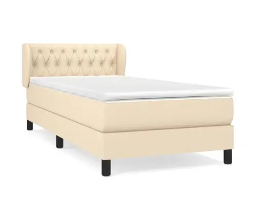 Atsperu Gulta Ar Matraci, Krēmkrāsas, 90X190 Cm, Audums Vidaxl