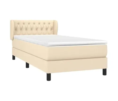 Atsperu Gulta Ar Matraci, Krēmkrāsas, 90X190 Cm, Audums Vidaxl