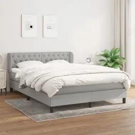 Lova Su Spyruoklėmis Ir Čiužiniu, Pilkas, 140X190cm Audinys Lova Su Spyruoklėmis Ir Čiužiniu, Pilkas, 140X190cm Audinys
