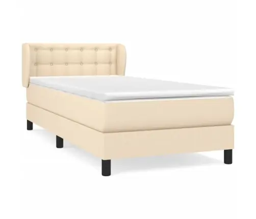 Atsperu Gulta Ar Matraci, Krēmkrāsas, 90X190 Cm, Audums Vidaxl