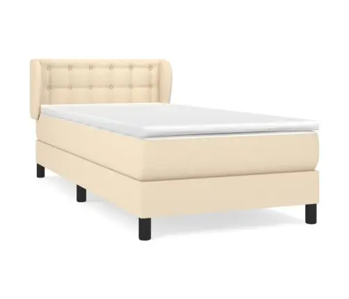 Atsperu Gultas Rāmis Ar Matraci, Krēmkrāsas, 100X200 Cm, Audums Vidaxl