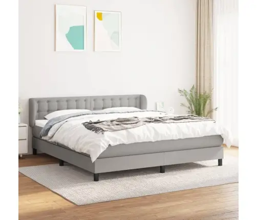 Lova Su Spyruoklėmis Ir Čiužiniu, Pilka, 160X200cm Audinys