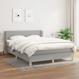 Lova Su Spyruoklėmis Ir Čiužiniu, Pilka, 140X200cm Audinys