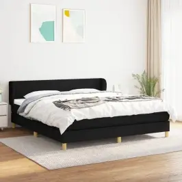 Lova Su Spyruoklėmis Ir Čiužiniu, Juoda, 180X200 cm Audinys Lova Su Spyruoklėmis Ir Čiužiniu, Juoda, 180X200 cm Audinys