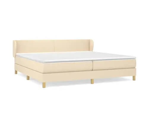 Atsperu Gultas Rāmis Ar Matraci, Krēmkrāsas Audums, 200X200 Cm Vidaxl