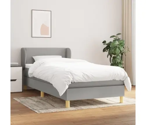 Atsperu Gultas Rāmis Ar Matraci, Gaiši Pelēka Audums, 100X200Cm Vidaxl