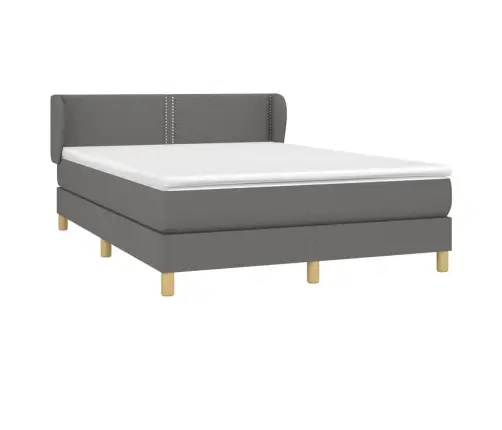 Atsperu Gulta Ar Matraci, Tumši Pelēka, 140X200 Cm, Audums Vidaxl