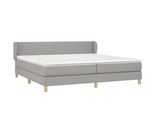 Atsperu Gulta Ar Matraci, Gaiši Pelēka Audums, 200X200Cm Vidaxl