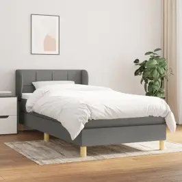 Atsperu Gultas Rāmis Ar Matraci, Tumši Pelēka, 80X200Cm, Audums Vidaxl