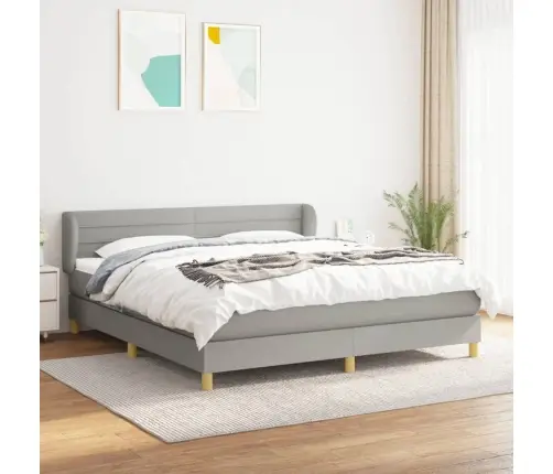 Atsperu Gulta Ar Matraci, Gaiši Pelēka Audums, 160X200 Cm Vidaxl