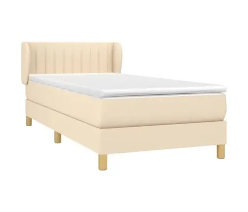 Atsperu Gultas Rāmis Ar Matraci, Krēmkrāsas, 80X200 Cm, Audums Vidaxl