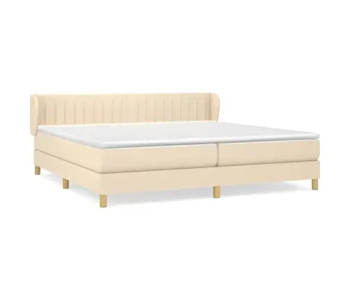 Atsperu Gultas Rāmis Ar Matraci, Krēmkrāsas Audums, 200X200 Cm Vidaxl
