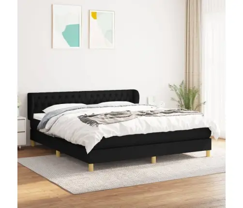 Atsperu Gulta Ar Matraci, Melns, 180X200 Cm, Audums Vidaxl