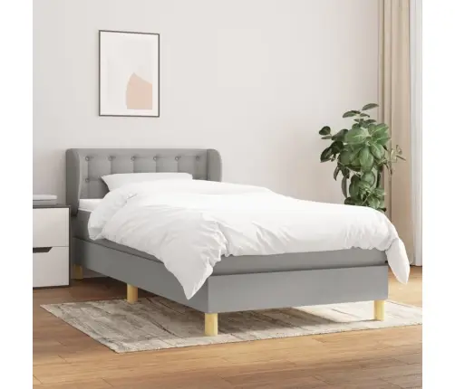 Lova Su Spyruoklėmis Ir Čiužiniu, Pilka, 90X190 cm Audinys