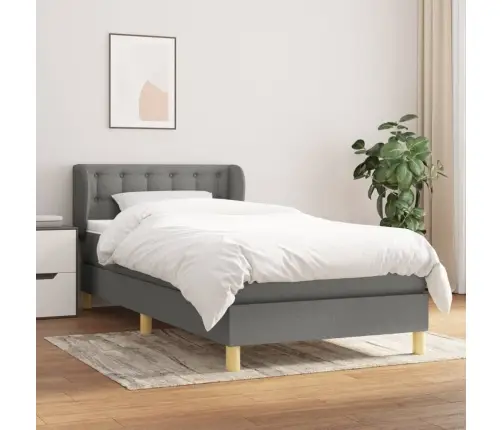 Atsperu Gulta Ar Matraci, Tumši Pelēka, 90X190 Cm, Audums Vidaxl Atsperu Gulta Ar Matraci, Tumši Pelēka, 90X190 Cm, Audums Vidaxl
