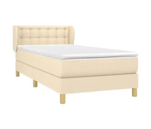 Atsperu Gultas Rāmis Ar Matraci, Krēmkrāsas, 90X200 Cm, Audums Vidaxl