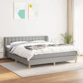 Lova Su Spyruoklėmis Ir Čiužiniu, Pilka, 160X200cm Audinys