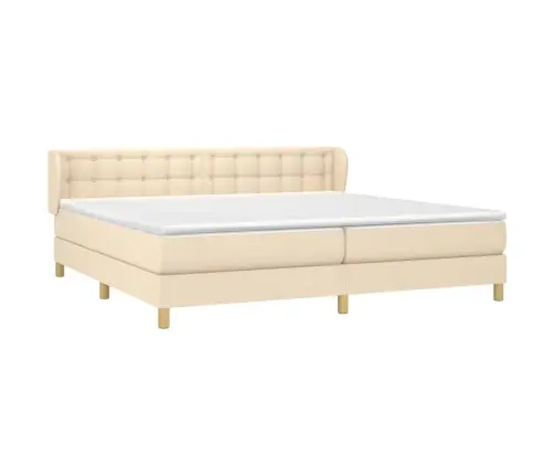 Lova Su Spyruoklėmis Ir Čiužiniu, Kreminė, 200X200 cm Audinys