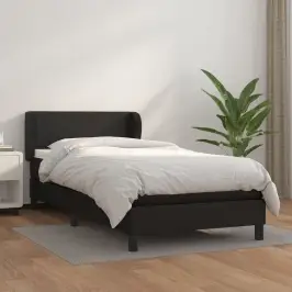 Atsperu Gulta Ar Matraci, Melna, 100X200 Cm, Mākslīgā Āda Vidaxl
