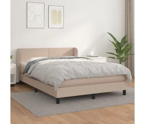 Atsperu Gulta Ar Matraci, Kapučīno, 140X200 Cm, Mākslīgā Āda Vidaxl