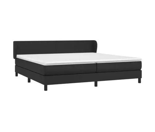 Kontinentaalvoodi Madratsiga, Must, 200X200 cm Kunstnahk