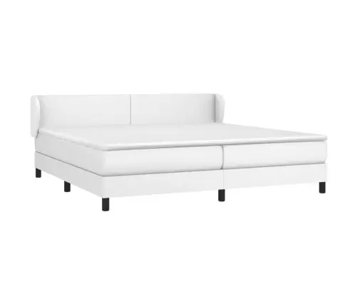 Atsperu Gulta Ar Matraci, Balta, 200X200 Cm, Mākslīgā Āda Vidaxl